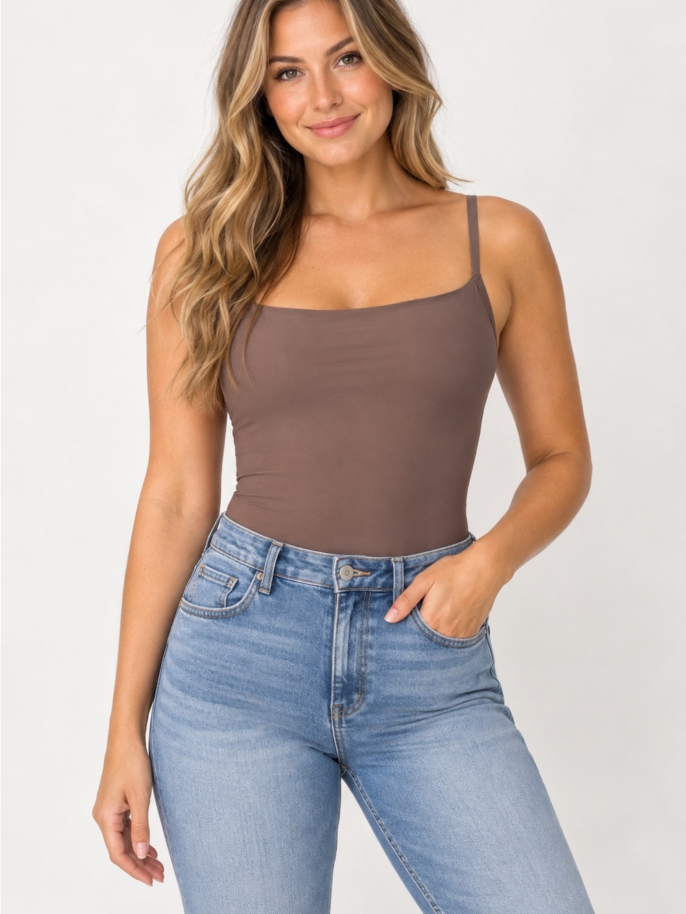 NWOT SPANX Shaping Cami Bodysuit Taupe Brown, Size Small